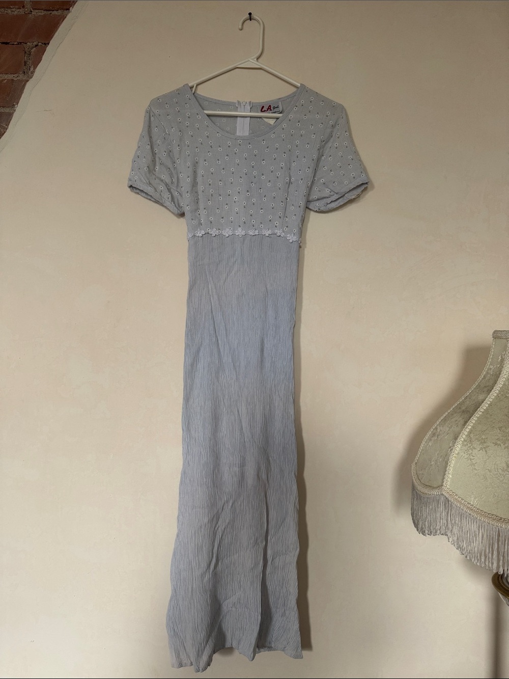 American Vintage Powder Blue Eyelet Maxi Dress